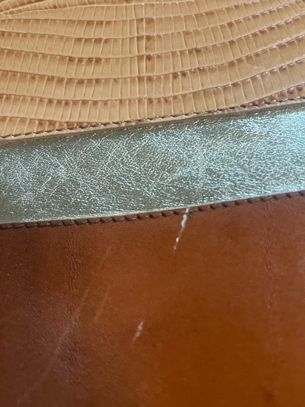 Brahmin Medium Arno Zip Top Tote Bag  Tan Beaumont With Metallic Gold Accents